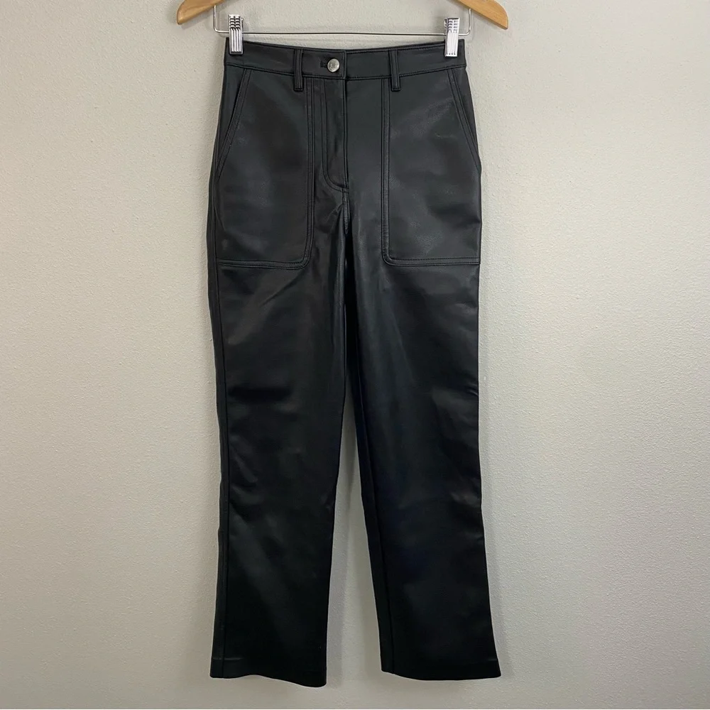 Aritzia Wilfred Free Lucy Black Vegan Leather Utility‎ Pant Size 00